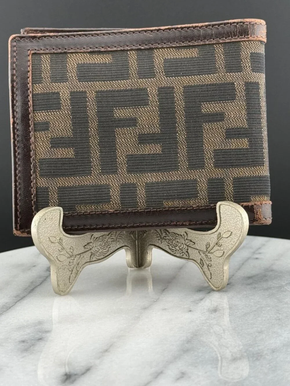 Fendi Zucca FF Monogram Bifold Wallet Authentic Vintage